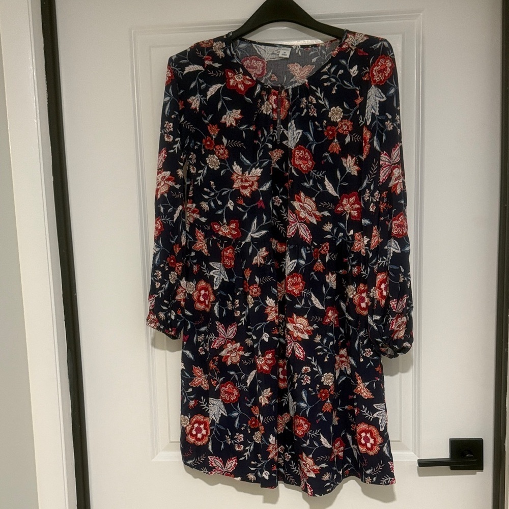Old Navy Floral Long Sleeve Dress - Navy, Red, White